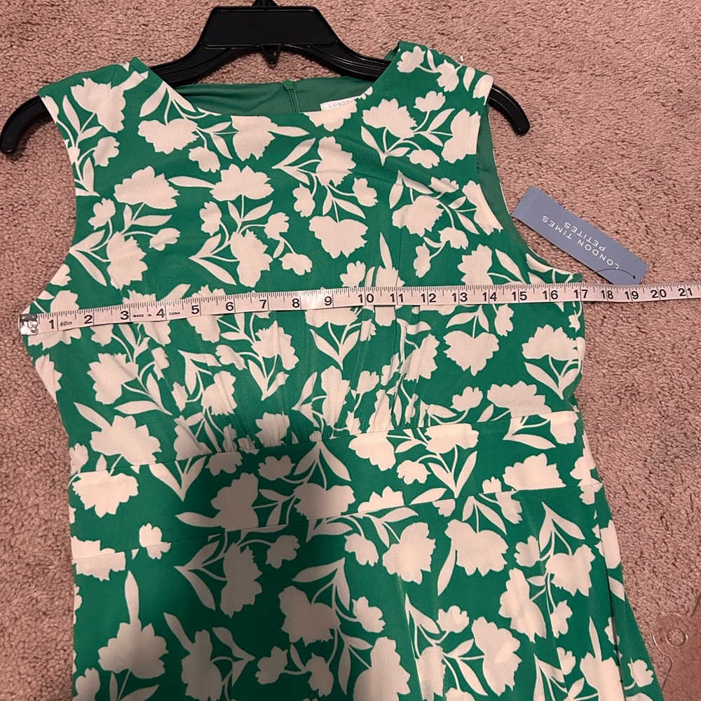 London Times Floral Inset Waist Midi Sleeveless Sundress - Picture 5 of 8